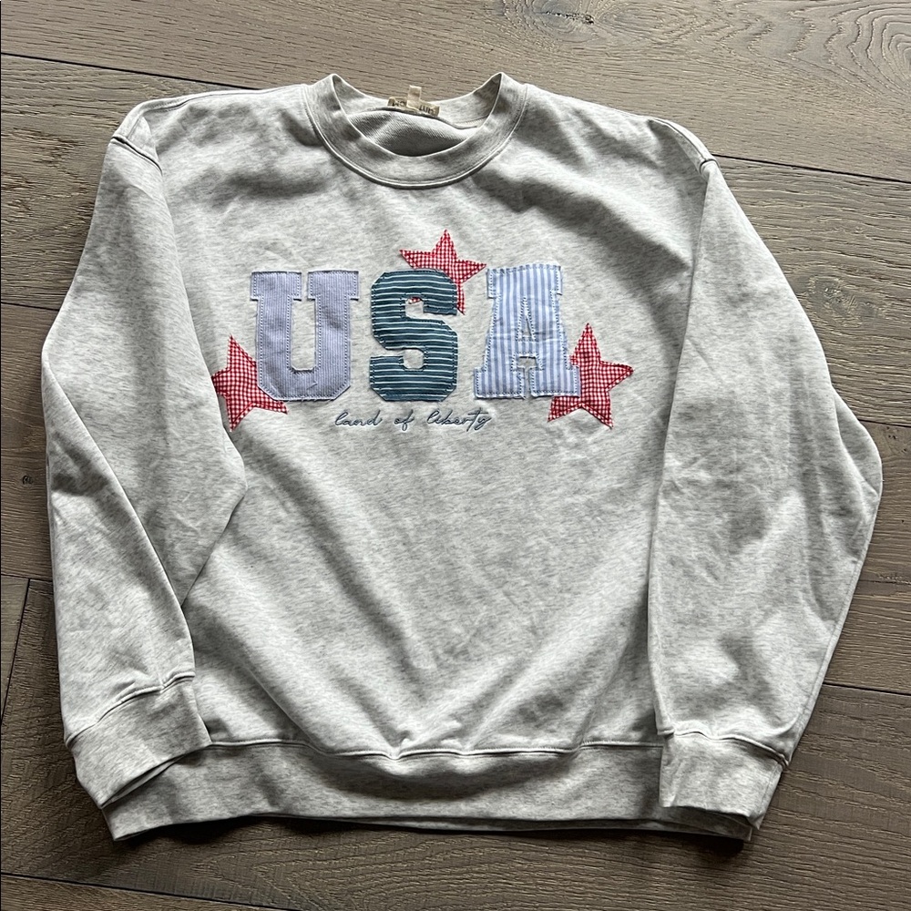 Main Strip USA Patchwork Heather Gray Medium Shirt - image 7